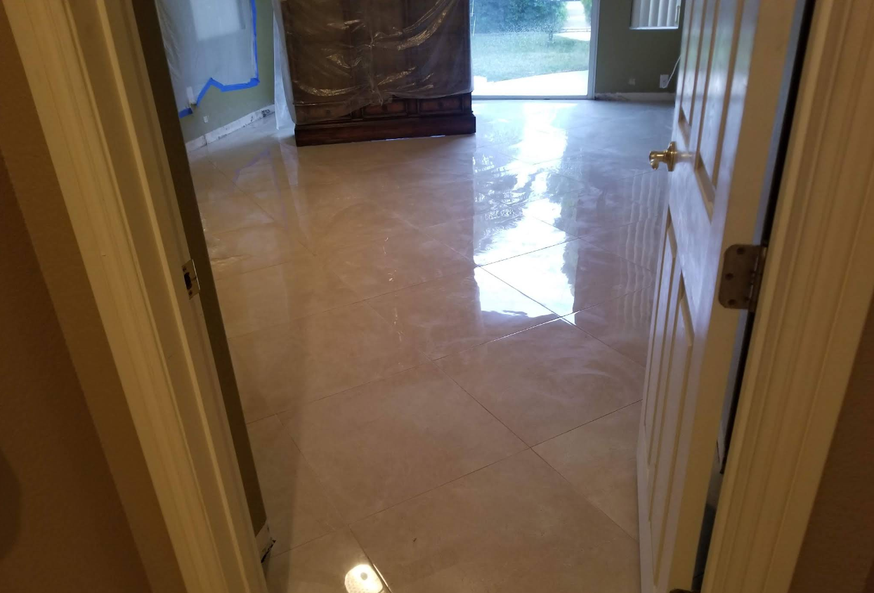 Finished flooring installation with clean, consistent plank alignment